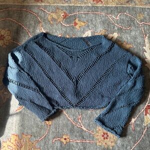 Free People Off-the-Shoulder Navy Sweater